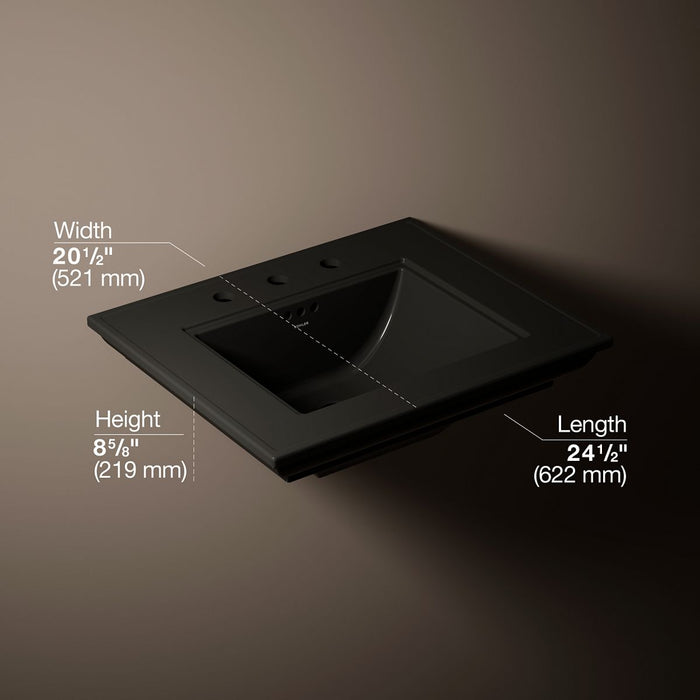 KOHLER K-29999-8 Memoirs Stately 25" pedestal/console table bathroom sink, black black - view 3