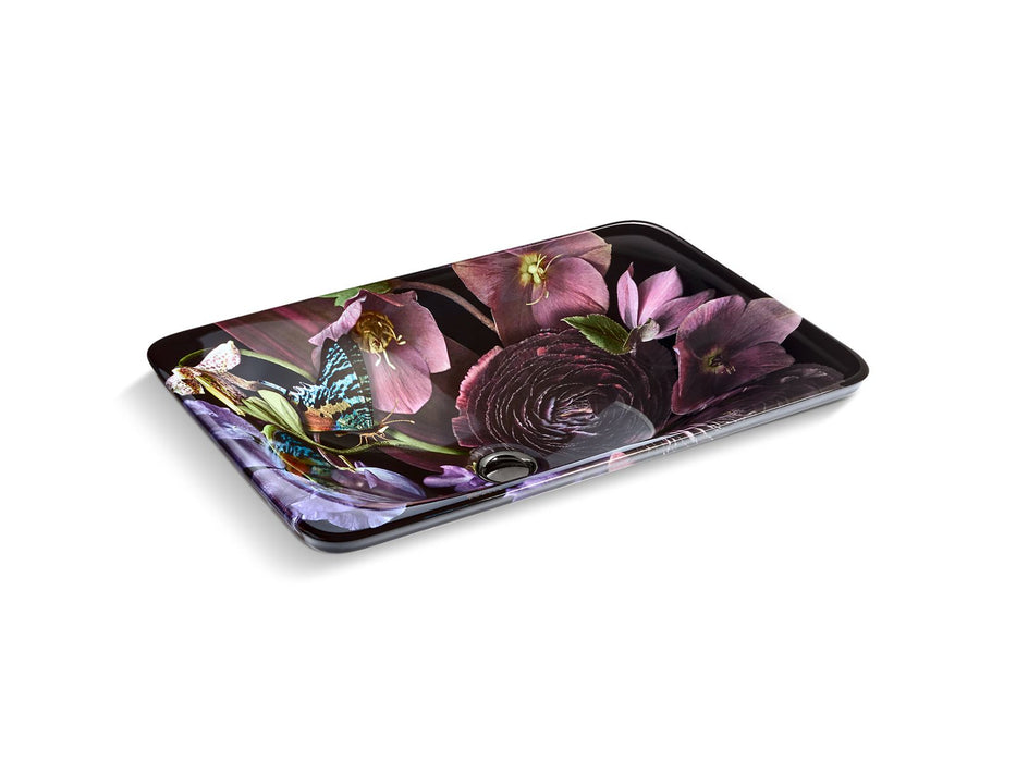 KOHLER K-30334-DM2 Dutchmaster Midnight Floral Carillon 21-1/4" rectangular drop-in bathroom sink, no overflow