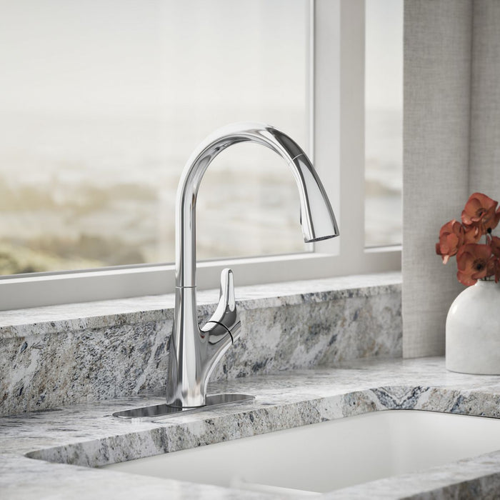 KOHLER K-30469 Rival Pull-down kitchen sink faucet with two-function sprayhead