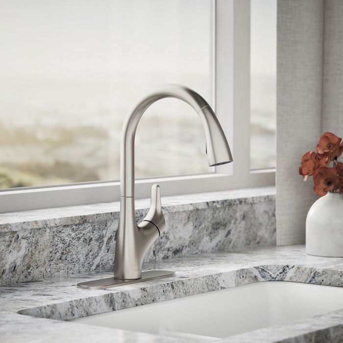 KOHLER K-30469 Rival Pull-down kitchen sink faucet with two-function sprayhead