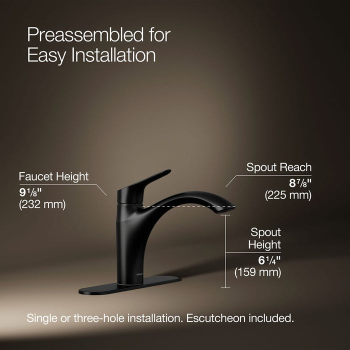 KOHLER K-30470 Rival Single-handle kitchen sink faucet, matte black - view 5
