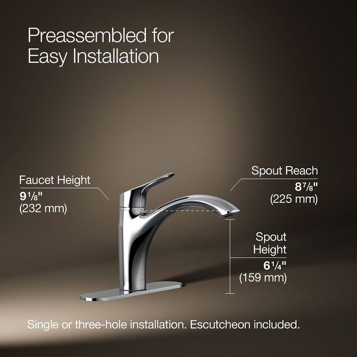 KOHLER K-30470 Rival Single-handle kitchen sink faucet, polished chrome - view 5