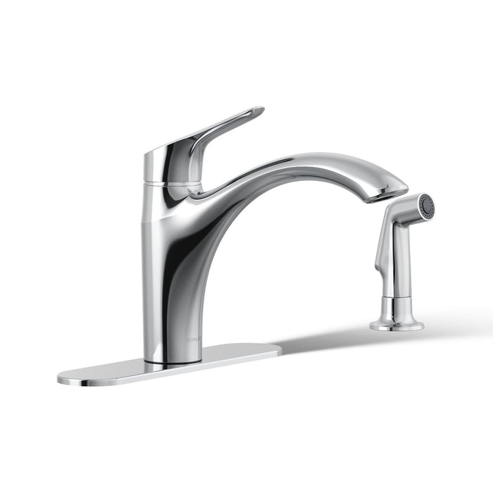 KOHLER K-30471 Rival Single-handle kitchen sink faucet with side sprayer, polished chrome - view 4