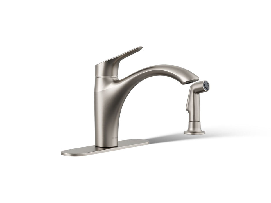 KOHLER K-30471 Rival Single-handle kitchen sink faucet with side sprayer, vibrant stainless