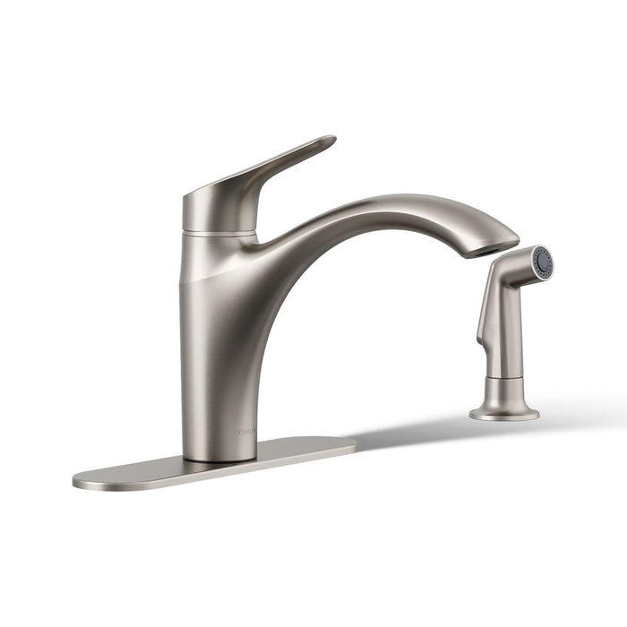 KOHLER K-30471 Rival Single-handle kitchen sink faucet with side sprayer, vibrant stainless - view 4