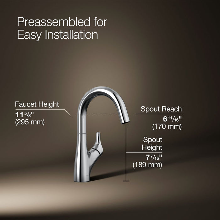 KOHLER K-30472 Rival Single-handle bar sink faucet, polished chrome - view 5