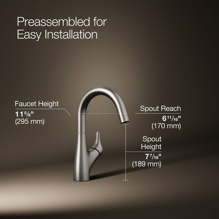 KOHLER K-30472 Rival Single-handle bar sink faucet, vibrant stainless - view 5
