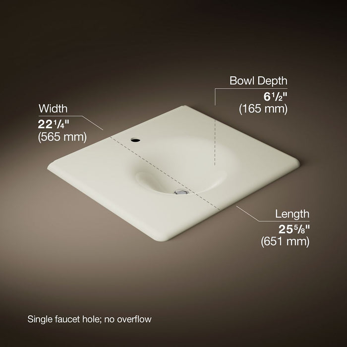 KOHLER K-3048-1 Iron/Impressions 25" Enameled Cast Iron Vanity Top with Integrated Round Sink