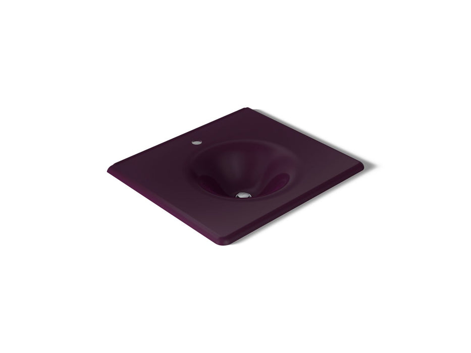 KOHLER K-3048-1 Iron/Impressions 25" Enameled Cast Iron Vanity Top with Integrated Round Sink, black plum