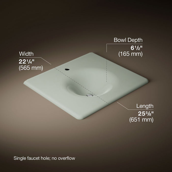 KOHLER K-3048-1 Iron/Impressions 25" Enameled Cast Iron Vanity Top with Integrated Round Sink
