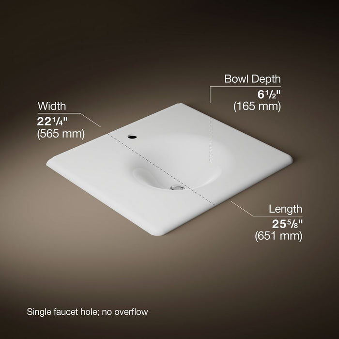 KOHLER K-3048-1 Iron/Impressions 25" Enameled Cast Iron Vanity Top with Integrated Round Sink