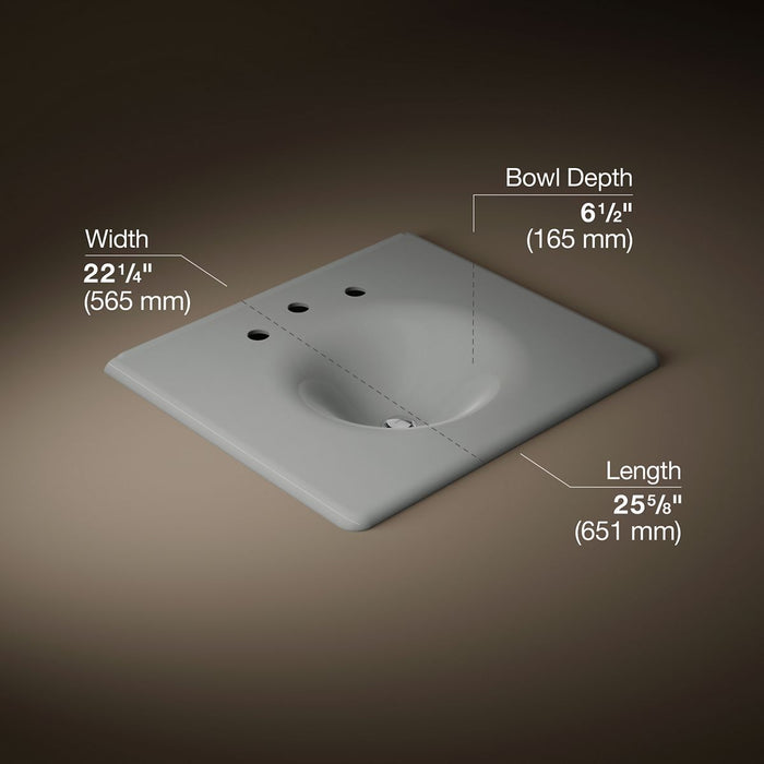 KOHLER K-3048-8 Iron/Impressions 25" Enameled Cast Iron Vanity Top with Integrated Round Sink, basalt - view 4