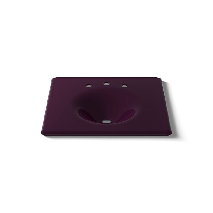 KOHLER K-3048-8 Iron/Impressions 25" Enameled Cast Iron Vanity Top with Integrated Round Sink, black plum - view 5