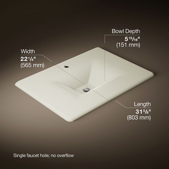 KOHLER K-3049-1 Iron/Impressions 31" Enameled Cast Iron Vanity Top with Integrated Rectangular Sink