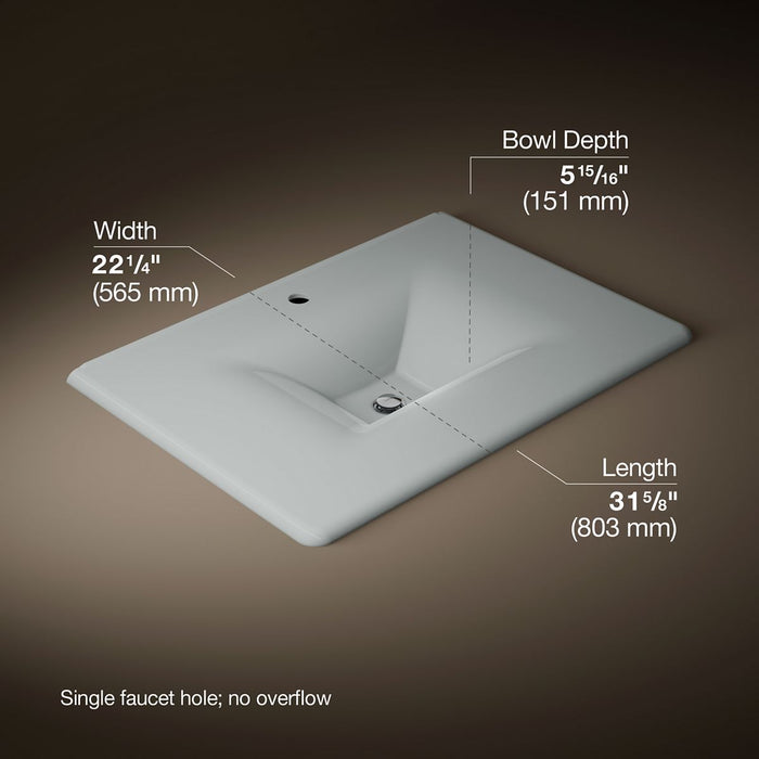 KOHLER K-3049-1 Iron/Impressions 31" Enameled Cast Iron Vanity Top with Integrated Rectangular Sink