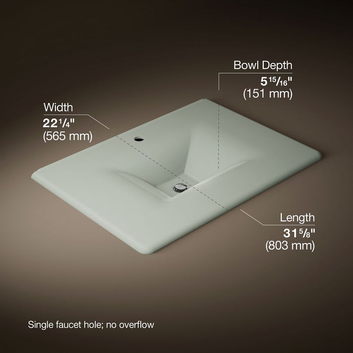 KOHLER K-3049-1 Iron/Impressions 31" Enameled Cast Iron Vanity Top with Integrated Rectangular Sink