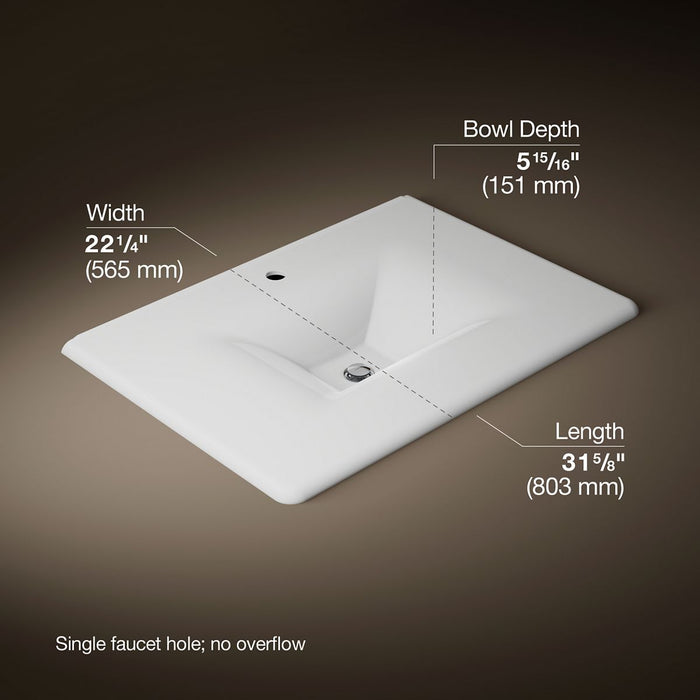 KOHLER K-3049-1 Iron/Impressions 31" Enameled Cast Iron Vanity Top with Integrated Rectangular Sink