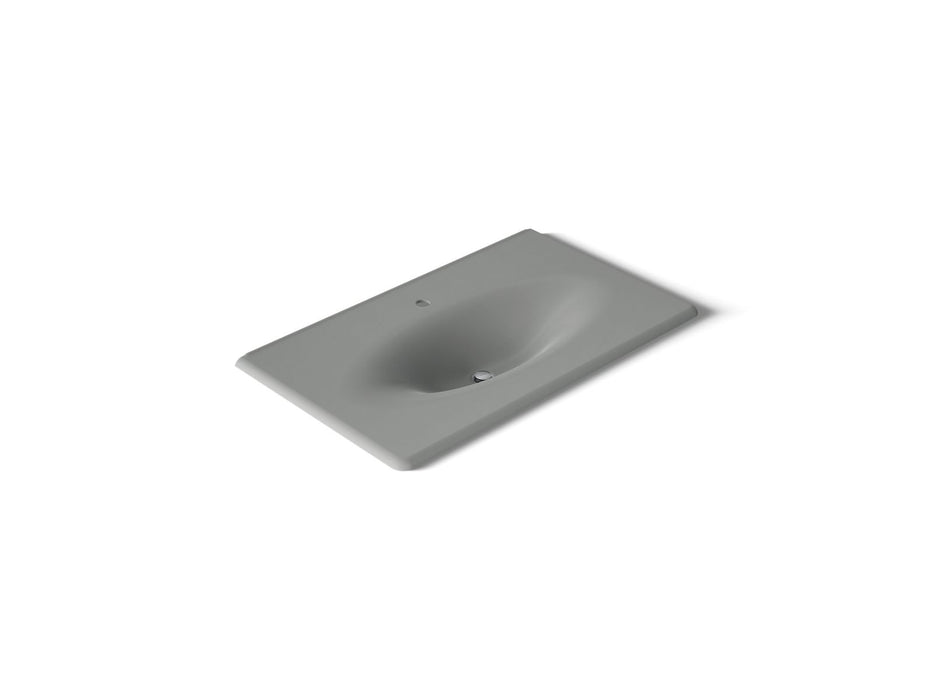 KOHLER K-3051-1 Iron/Impressions 37" Enameled Cast Iron Vanity Top with Integrated Oval Sink, basalt