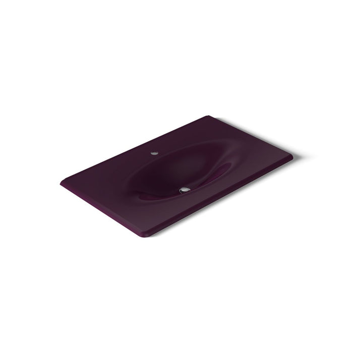 KOHLER K-3051-1 Iron/Impressions 37" Enameled Cast Iron Vanity Top with Integrated Oval Sink, black plum - view 3