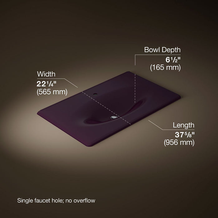 KOHLER K-3051-1 Iron/Impressions 37" Enameled Cast Iron Vanity Top with Integrated Oval Sink, black plum - view 4
