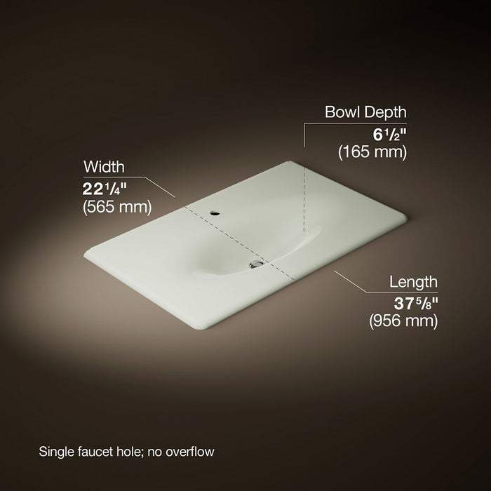 KOHLER K-3051-1 Iron/Impressions 37" Enameled Cast Iron Vanity Top with Integrated Oval Sink, dune - view 4