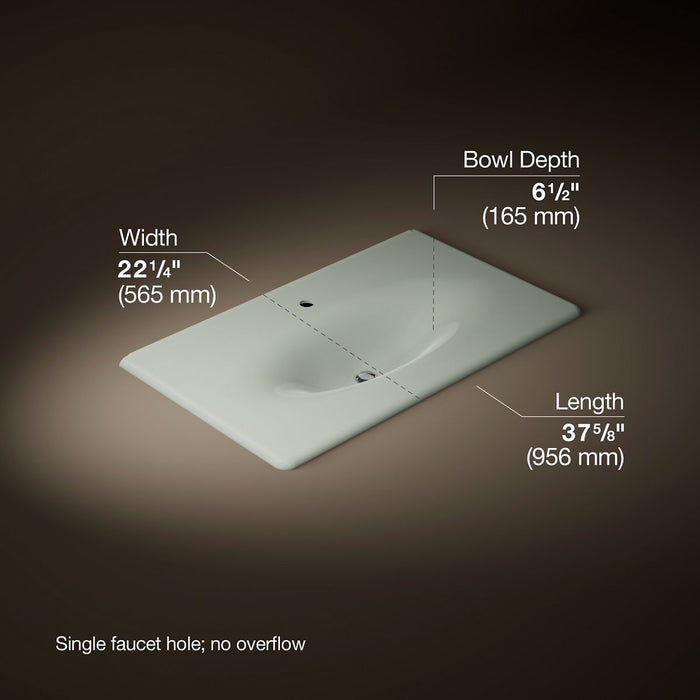 KOHLER K-3051-1 Iron/Impressions 37" Enameled Cast Iron Vanity Top with Integrated Oval Sink
