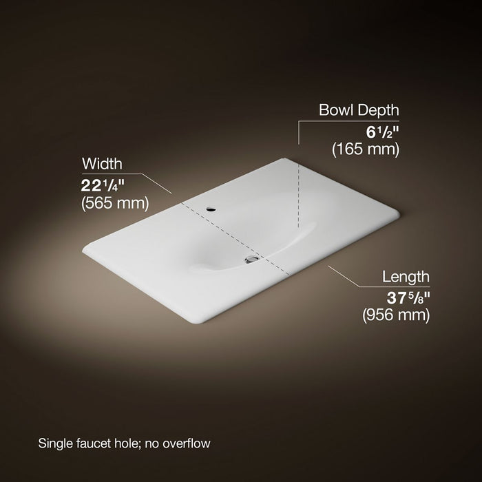 KOHLER K-3051-1 Iron/Impressions 37" Enameled Cast Iron Vanity Top with Integrated Oval Sink
