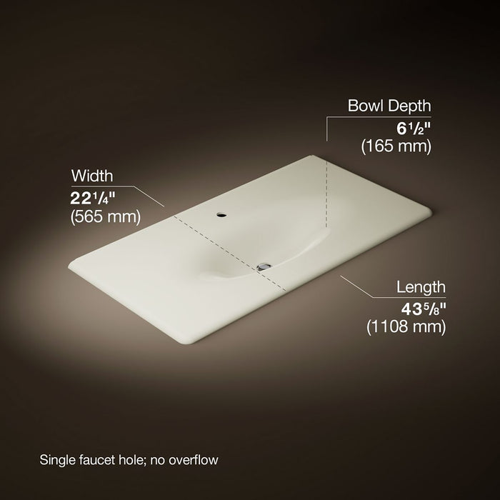 KOHLER K-3052-1 Iron/Impressions 43" Enameled Cast Iron Vanity Top with Integrated Oval Sink