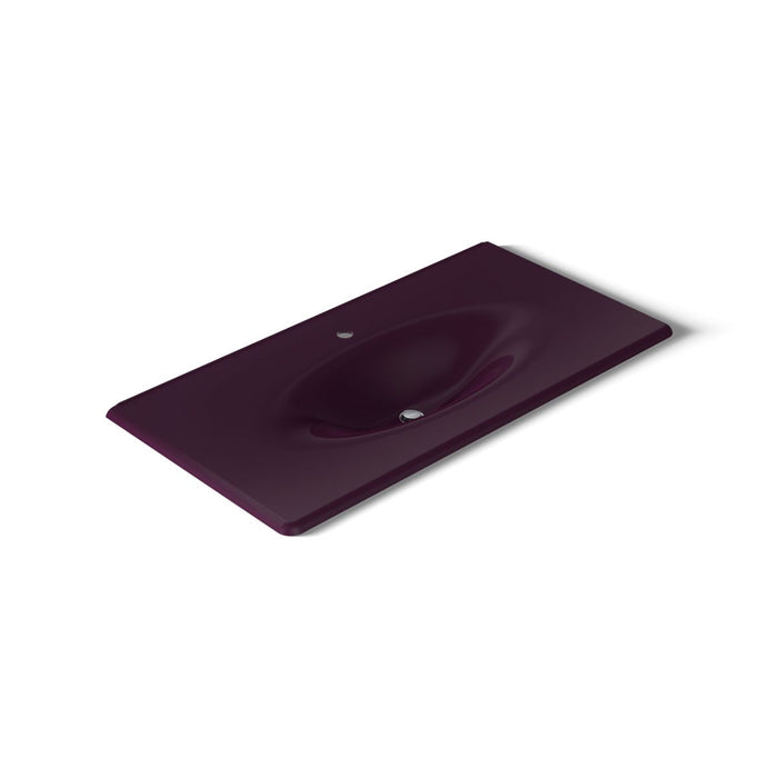 KOHLER K-3052-1 Iron/Impressions 43" Enameled Cast Iron Vanity Top with Integrated Oval Sink, black plum - view 3
