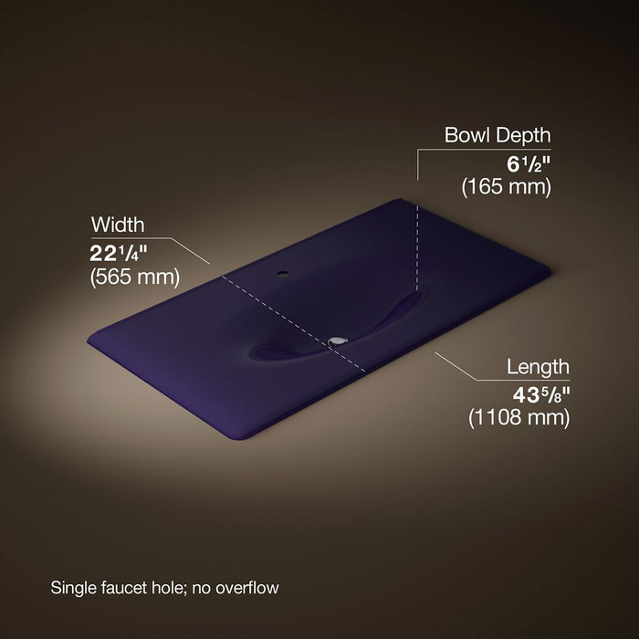 KOHLER K-3052-1 Iron/Impressions 43" Enameled Cast Iron Vanity Top with Integrated Oval Sink