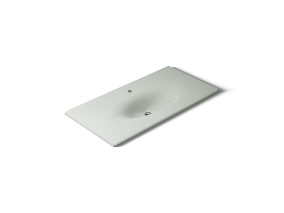 KOHLER K-3052-1 Iron/Impressions 43" Enameled Cast Iron Vanity Top with Integrated Oval Sink, sea salt