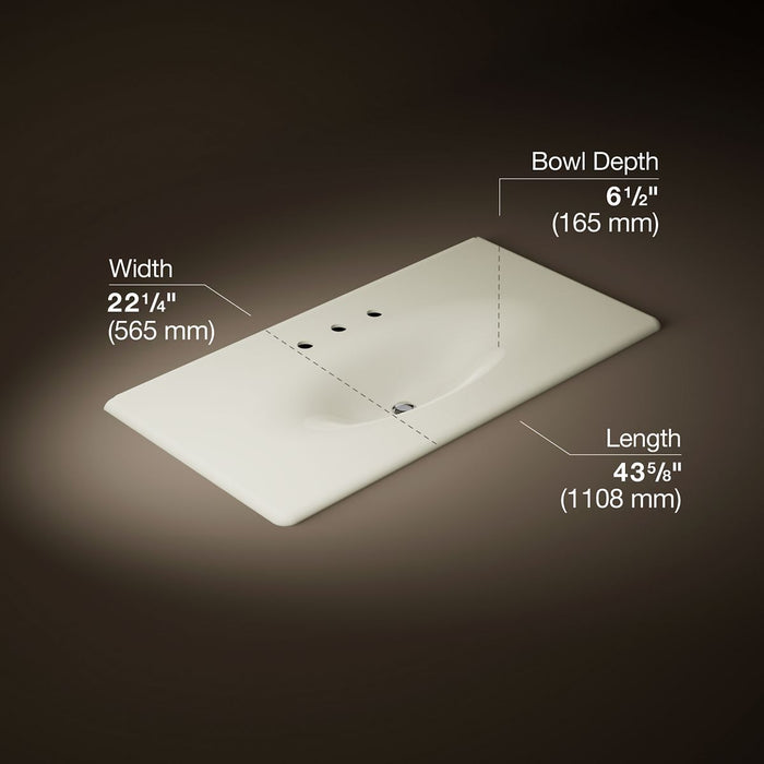 KOHLER K-3052-8 Iron/Impressions 43" Enameled Cast Iron Vanity Top with Integrated Oval Sink