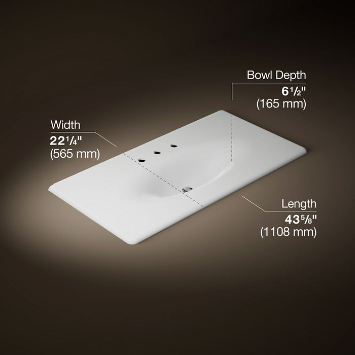 KOHLER K-3052-8 Iron/Impressions 43" Enameled Cast Iron Vanity Top with Integrated Oval Sink