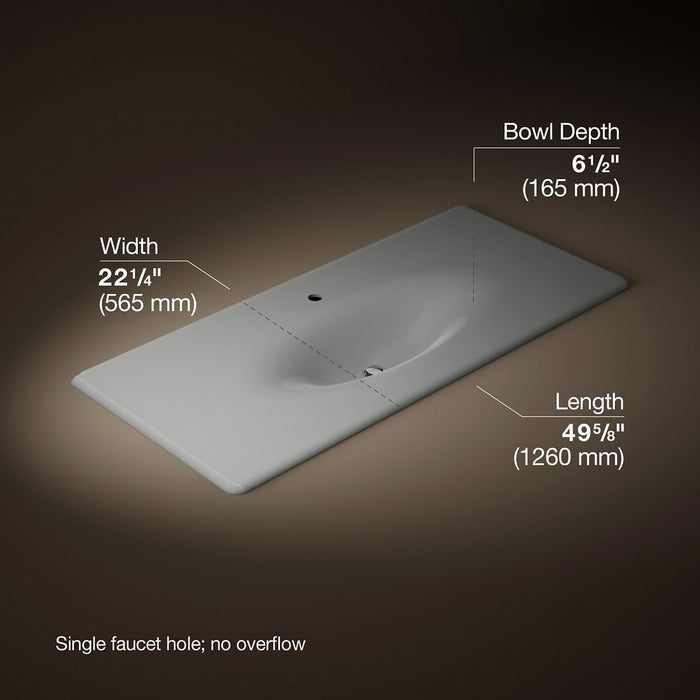 KOHLER K-3053-1 Iron/Impressions 49" Enameled Cast Iron Vanity Top with Integrated Oval Sink