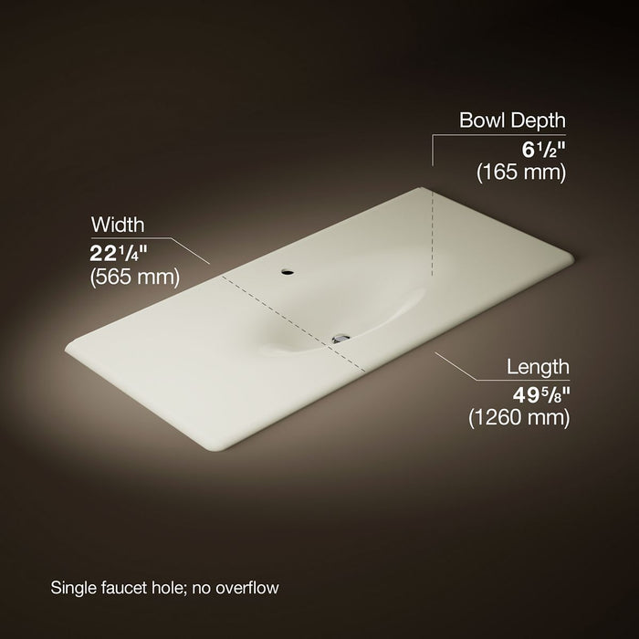 KOHLER K-3053-1 Iron/Impressions 49" Enameled Cast Iron Vanity Top with Integrated Oval Sink, biscuit - view 4
