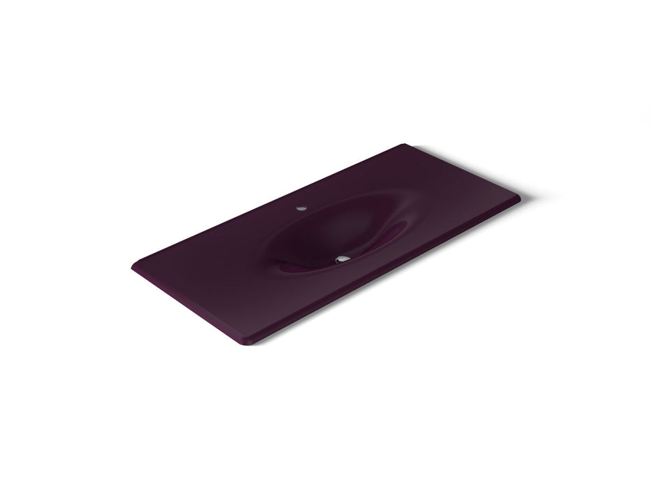 KOHLER K-3053-1 Iron/Impressions 49" Enameled Cast Iron Vanity Top with Integrated Oval Sink, black plum
