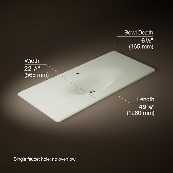 KOHLER K-3053-1 Iron/Impressions 49" Enameled Cast Iron Vanity Top with Integrated Oval Sink