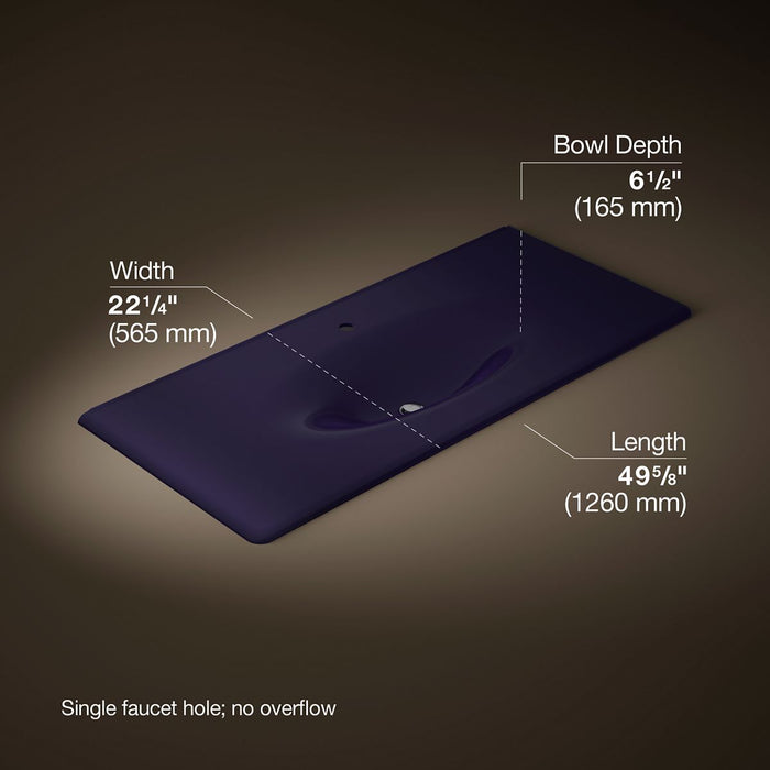 KOHLER K-3053-1 Iron/Impressions 49" Enameled Cast Iron Vanity Top with Integrated Oval Sink