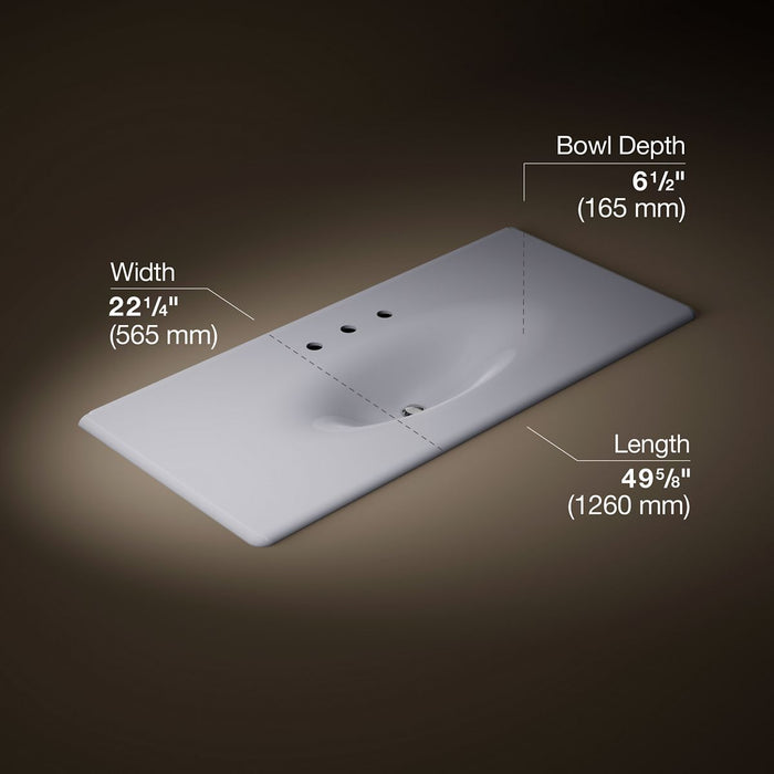 KOHLER Iron/Impressions 49" Enameled cast iron vanity top with integrated oval sink