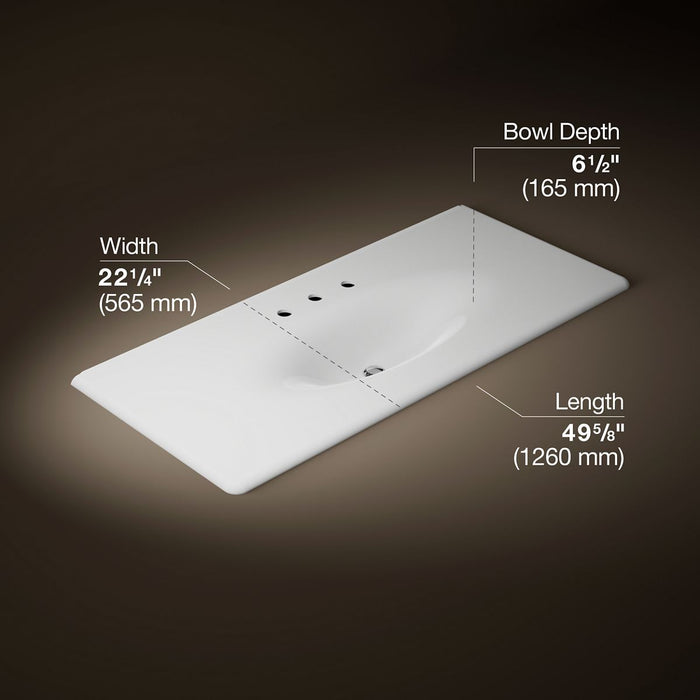 KOHLER Iron/Impressions 49" Enameled cast iron vanity top with integrated oval sink