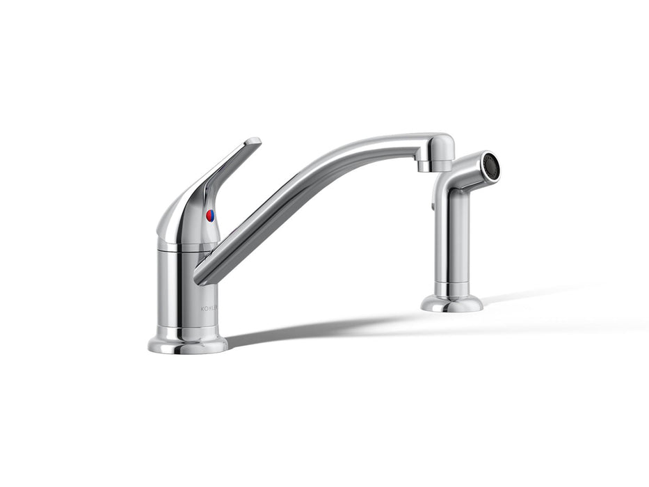 KOHLER K-30614 Jolt Single-handle kitchen sink faucet with side sprayer, polished chrome