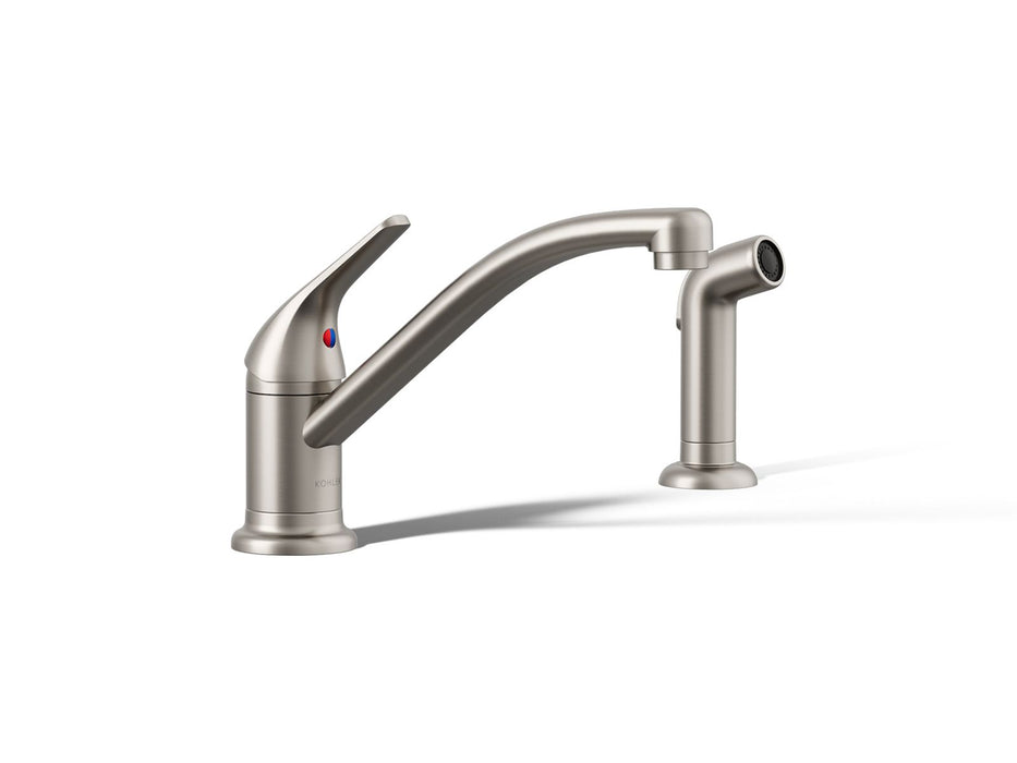 KOHLER K-30614 Jolt Single-handle kitchen sink faucet with side sprayer, vibrant stainless