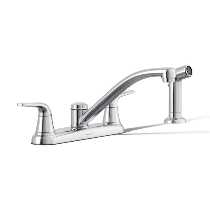 KOHLER K-30616 Jolt Two-handle kitchen sink faucet with side sprayer, polished chrome - view 4