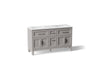 KOHLER K-31246-ASB Quo 60" Bathroom Vanity Cabinet with Sinks and Quartz Top, Mohair Grey - 3/4 view of product