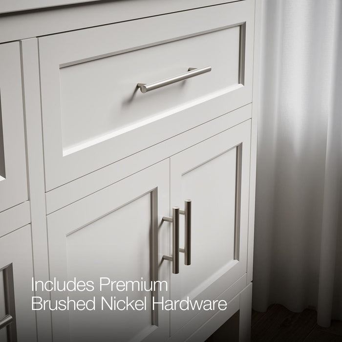 KOHLER K-31247-ASB Quo 72" Bathroom Vanity Cabinet with Sinks and Quartz Top, White - Detail image of a product feature