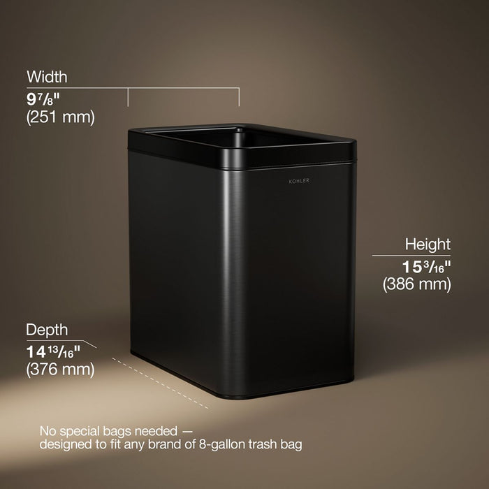 KOHLER K-31314 25-liter open-top trash can, black stainless - view 4