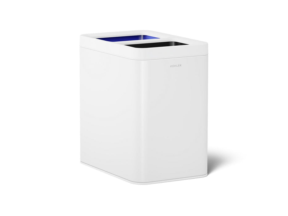 KOHLER K-31315 22-liter dual-compartment open-top trash can, stainless steel white