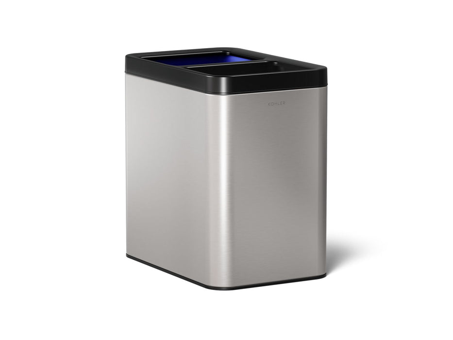 KOHLER K-31315 22-liter dual-compartment open-top trash can, stainless steel