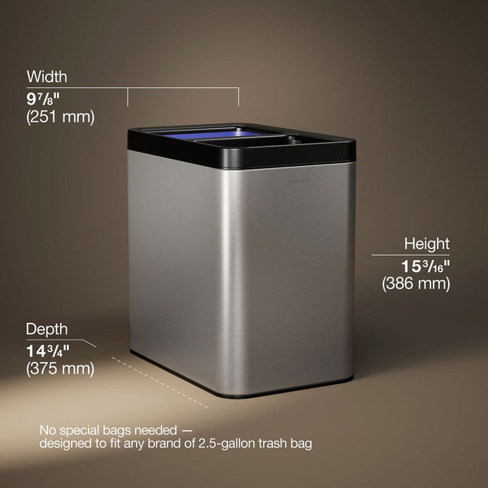 KOHLER K-31315 22-liter dual-compartment open-top trash can, stainless steel - view 4