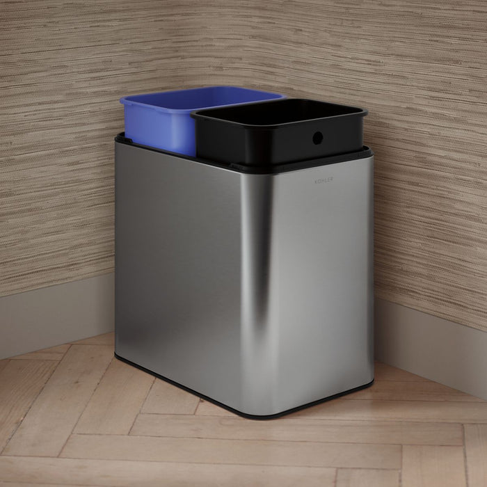 KOHLER K-31315 22-liter dual-compartment open-top trash can, stainless steel - view 5